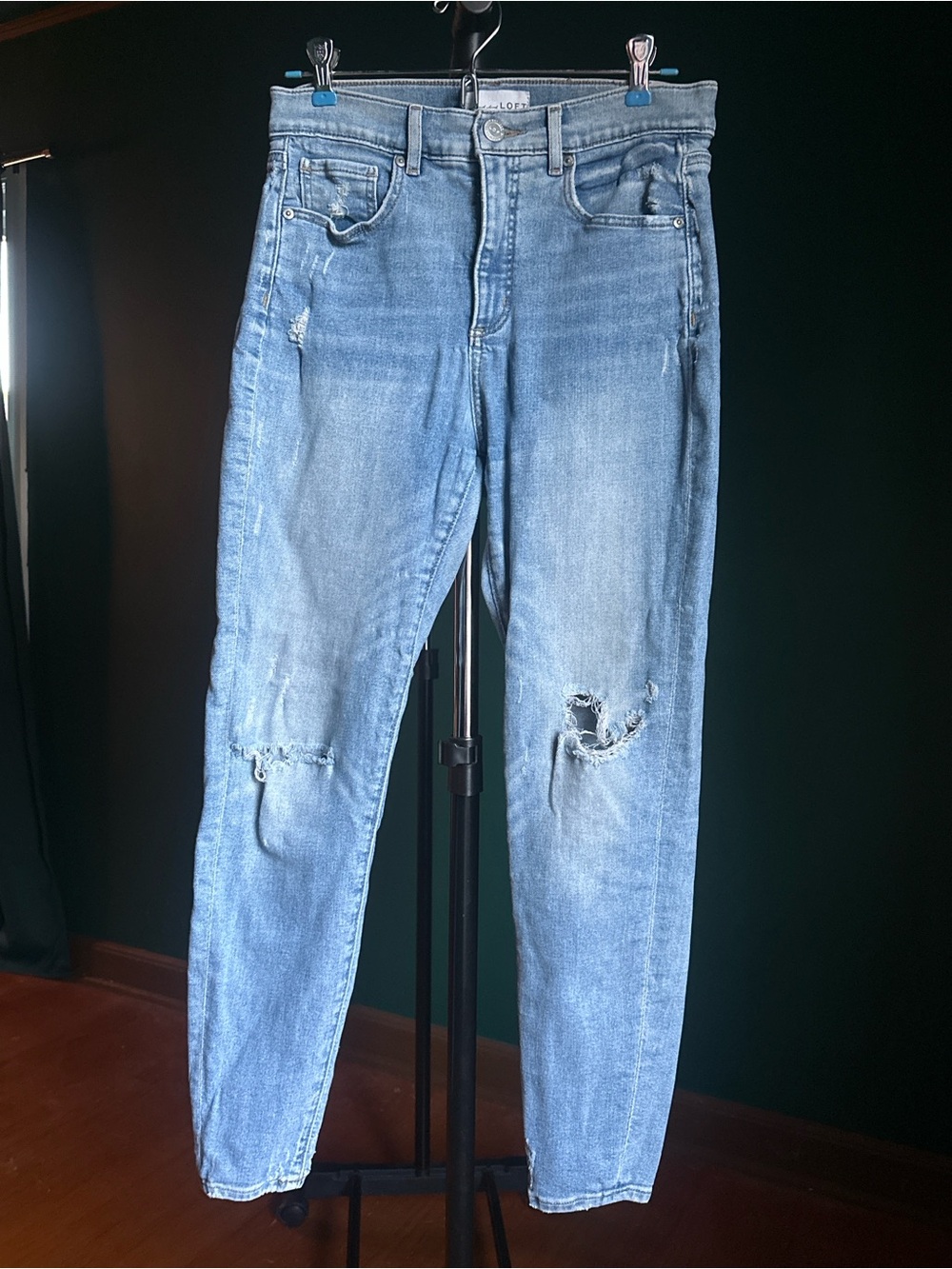 LOFT Light Blue Distressed Boyfriend Jeans